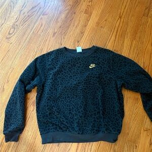 Nike Black and Gold Leopard Print Men's Crewneck Sweater